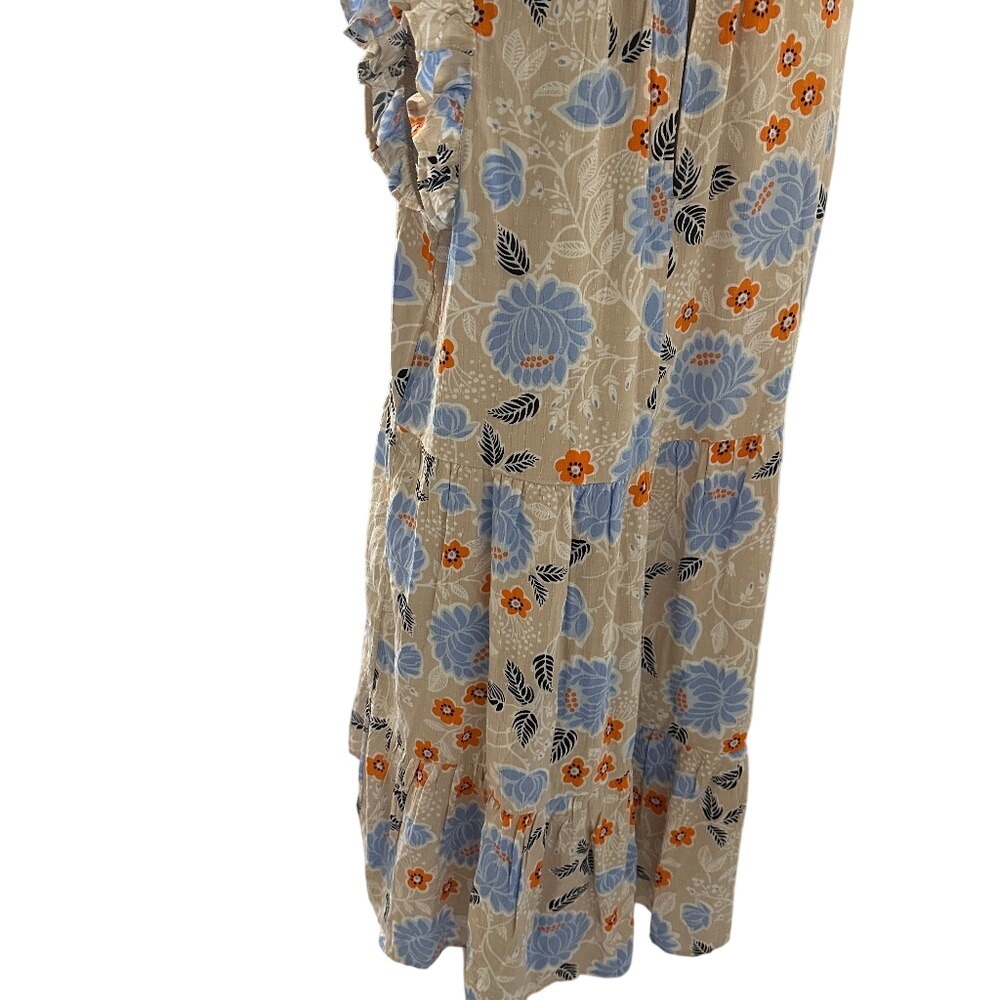 LOFT Outlet Women's Tiered Floral Print Ruffle Sleeve Midi‎ Dress Size M - Picture 6 of 6
